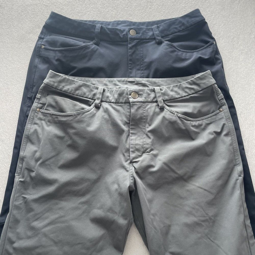 Lot 2 Lululemon Pants Mens 32 Blue ABC Classic 5 Pocket Navy Blue Gray Stretch